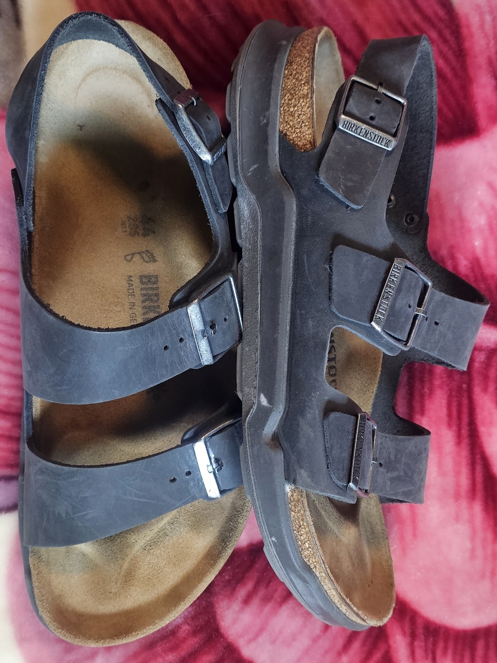 Birkenstock Men’s Black Leather Milano Rugged Crosstown Three-Strap Sandals